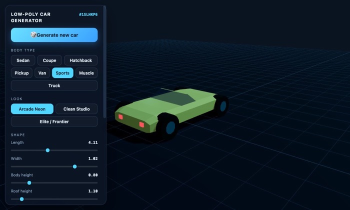 Low Poly Car Generator