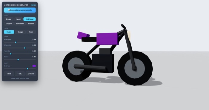 Low Poly Motorcycle Generator