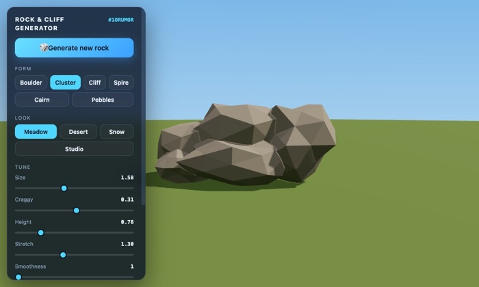 Low Poly Rock & Cliff Generator